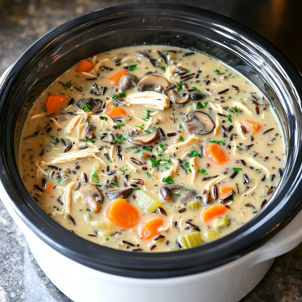 Mushroom chicken and wild rice soup